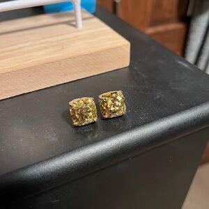 Kate Spade Sparkling Glitter Gold Square Earrings
